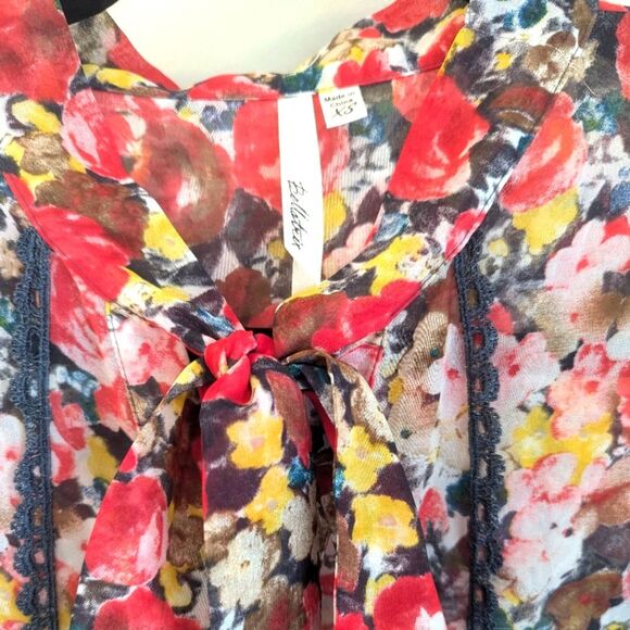 Bellatrix Red Floral Sleeveless Tank Button-up Blouse Size XS - Picture 3 of 5